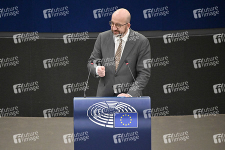 Plenartagung zur militärischen Bedrohung der Ukraine durch Russland im EU-Parlament in Straßburg
