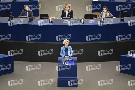 Plenartagung zur militärischen Bedrohung der Ukraine durch Russland im EU-Parlament in Straßburg