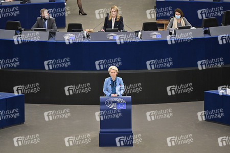 Plenartagung zur militärischen Bedrohung der Ukraine durch Russland im EU-Parlament in Straßburg