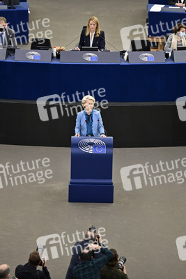 Plenartagung zur militärischen Bedrohung der Ukraine durch Russland im EU-Parlament in Straßburg