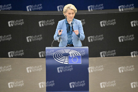 Plenartagung zur militärischen Bedrohung der Ukraine durch Russland im EU-Parlament in Straßburg