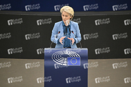 Plenartagung zur militärischen Bedrohung der Ukraine durch Russland im EU-Parlament in Straßburg