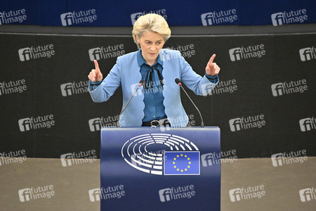 Plenartagung zur militärischen Bedrohung der Ukraine durch Russland im EU-Parlament in Straßburg