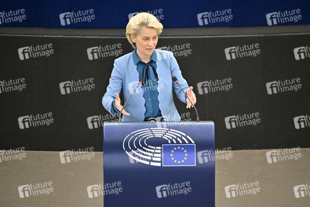 Plenartagung zur militärischen Bedrohung der Ukraine durch Russland im EU-Parlament in Straßburg