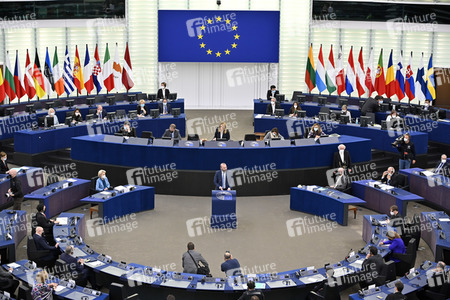 Plenartagung zur militärischen Bedrohung der Ukraine durch Russland im EU-Parlament in Straßburg