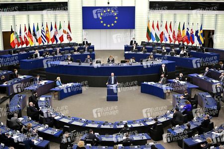 Plenartagung zur militärischen Bedrohung der Ukraine durch Russland im EU-Parlament in Straßburg