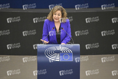 Plenartagung zur militärischen Bedrohung der Ukraine durch Russland im EU-Parlament in Straßburg