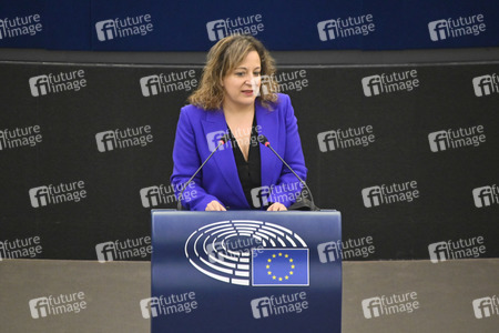 Plenartagung zur militärischen Bedrohung der Ukraine durch Russland im EU-Parlament in Straßburg