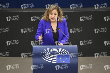 Plenartagung zur militärischen Bedrohung der Ukraine durch Russland im EU-Parlament in Straßburg