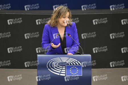 Plenartagung zur militärischen Bedrohung der Ukraine durch Russland im EU-Parlament in Straßburg