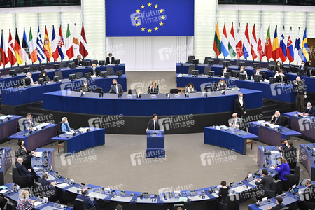Plenartagung zur militärischen Bedrohung der Ukraine durch Russland im EU-Parlament in Straßburg