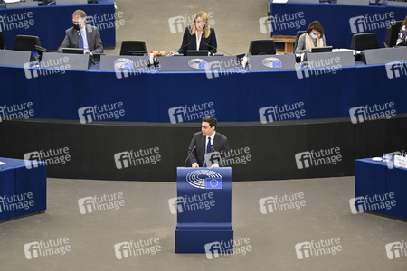 Plenartagung zur militärischen Bedrohung der Ukraine durch Russland im EU-Parlament in Straßburg