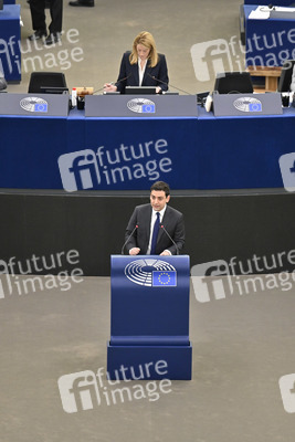 Plenartagung zur militärischen Bedrohung der Ukraine durch Russland im EU-Parlament in Straßburg