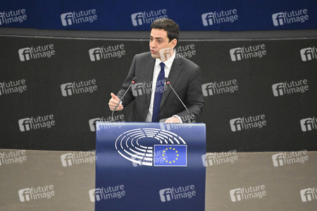 Plenartagung zur militärischen Bedrohung der Ukraine durch Russland im EU-Parlament in Straßburg