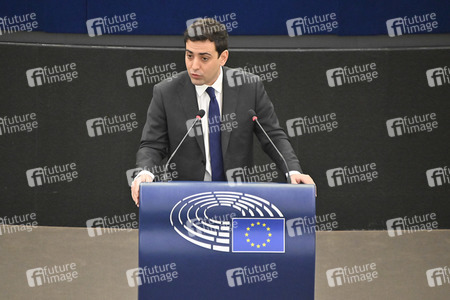 Plenartagung zur militärischen Bedrohung der Ukraine durch Russland im EU-Parlament in Straßburg