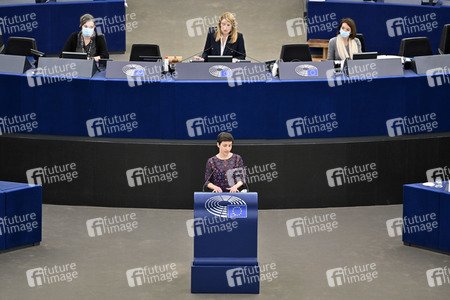 Plenartagung zur militärischen Bedrohung der Ukraine durch Russland im EU-Parlament in Straßburg