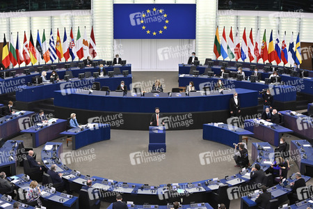Plenartagung zur militärischen Bedrohung der Ukraine durch Russland im EU-Parlament in Straßburg
