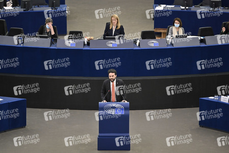 Plenartagung zur militärischen Bedrohung der Ukraine durch Russland im EU-Parlament in Straßburg