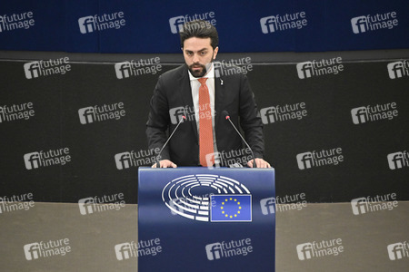 Plenartagung zur militärischen Bedrohung der Ukraine durch Russland im EU-Parlament in Straßburg