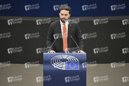 Plenartagung zur militärischen Bedrohung der Ukraine durch Russland im EU-Parlament in Straßburg