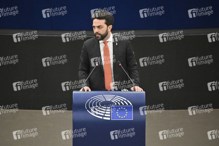 Plenartagung zur militärischen Bedrohung der Ukraine durch Russland im EU-Parlament in Straßburg