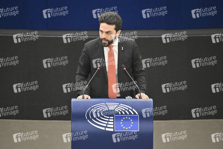 Plenartagung zur militärischen Bedrohung der Ukraine durch Russland im EU-Parlament in Straßburg