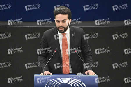Plenartagung zur militärischen Bedrohung der Ukraine durch Russland im EU-Parlament in Straßburg
