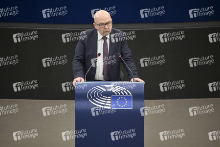 Plenartagung zur militärischen Bedrohung der Ukraine durch Russland im EU-Parlament in Straßburg
