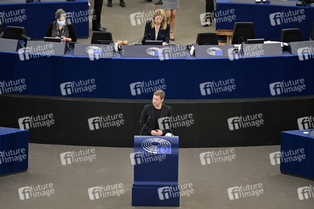 Plenartagung zur militärischen Bedrohung der Ukraine durch Russland im EU-Parlament in Straßburg