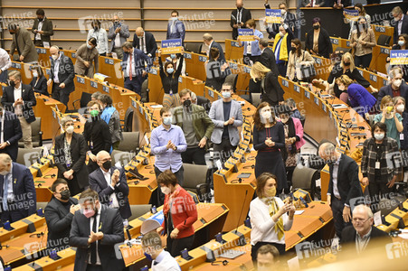 Debatte zur Aggression Russlands gegen die Ukraine im Europäischen Parlament in Brüssel