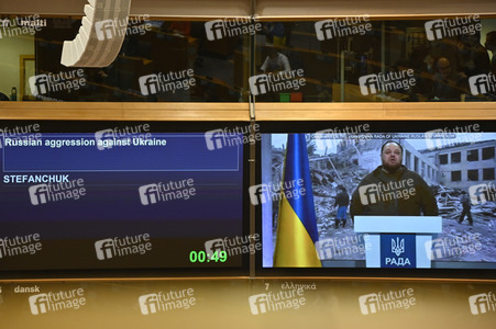 Debatte zur Aggression Russlands gegen die Ukraine im Europäischen Parlament in Brüssel