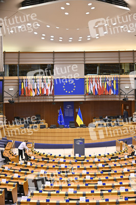 Der Plenarsaal vom EU-Parlament in Brüssel