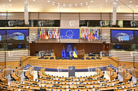 Der Plenarsaal vom EU-Parlament in Brüssel