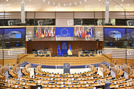 Der Plenarsaal vom EU-Parlament in Brüssel