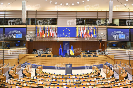 Der Plenarsaal vom EU-Parlament in Brüssel
