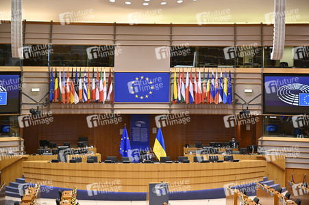 Der Plenarsaal vom EU-Parlament in Brüssel