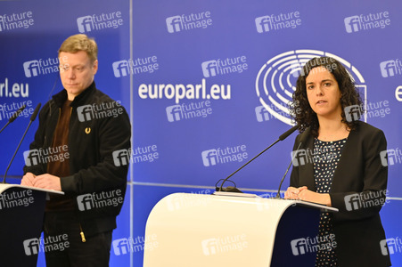 Presskonferenz der Fraktion GUE/NGL im EU-Parlament in Brüssel