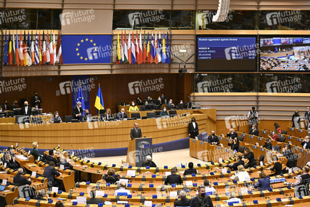 Debatte zur Aggression Russlands gegen die Ukraine im Europäischen Parlament in Brüssel