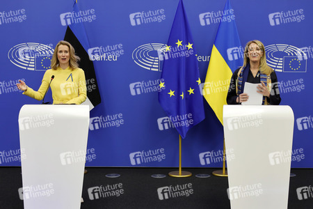 Pressekonferenz zur Sicherheitslage nach dem russischen Einmarsch in die Ukraine im EU-Parlament in Straßburg
