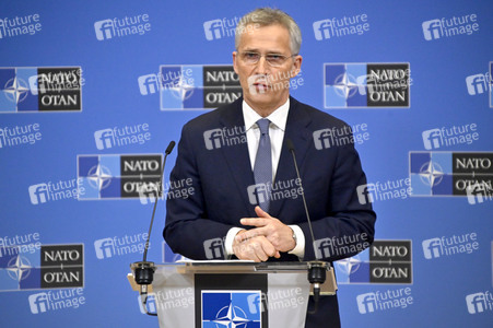 Pressekonferenz mit Jens Stoltenberg im NATO Hauptquartier in Brüssel