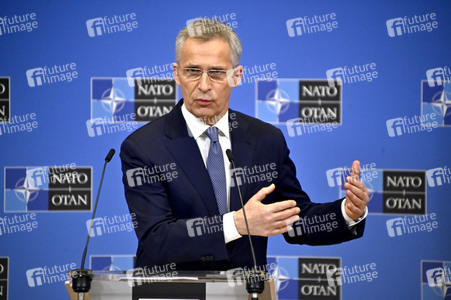 Pressekonferenz mit Jens Stoltenberg im NATO Hauptquartier in Brüssel
