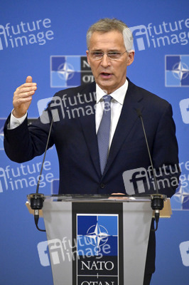 Pressekonferenz mit Jens Stoltenberg im NATO Hauptquartier in Brüssel