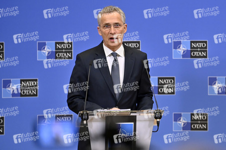 Pressekonferenz mit Jens Stoltenberg im NATO Hauptquartier in Brüssel
