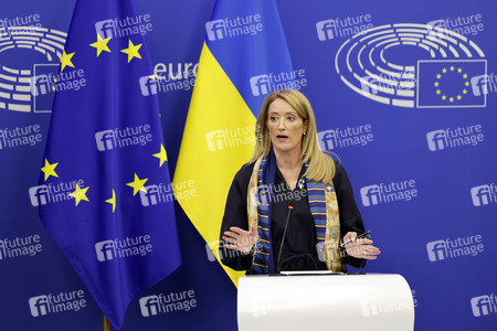 Pressekonferenz zur Sicherheitslage nach dem russischen Einmarsch in die Ukraine im EU-Parlament in Straßburg