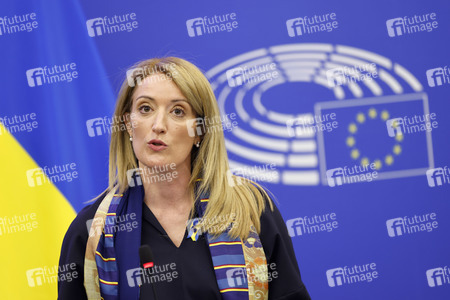 Pressekonferenz zur Sicherheitslage nach dem russischen Einmarsch in die Ukraine im EU-Parlament in Straßburg