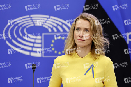 Pressekonferenz zur Sicherheitslage nach dem russischen Einmarsch in die Ukraine im EU-Parlament in Straßburg