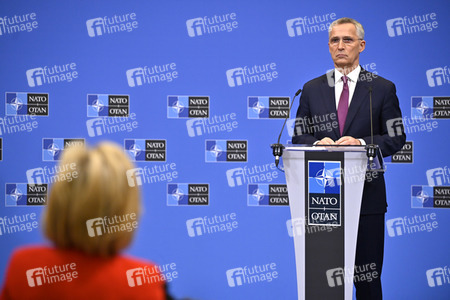 Pressekonferenz mit Jens Stoltenberg im NATO Hauptquartier in Brüssel