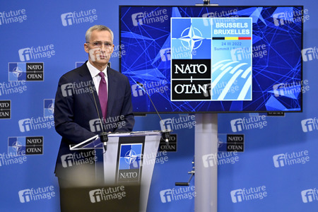 Pressekonferenz mit Jens Stoltenberg im NATO Hauptquartier in Brüssel