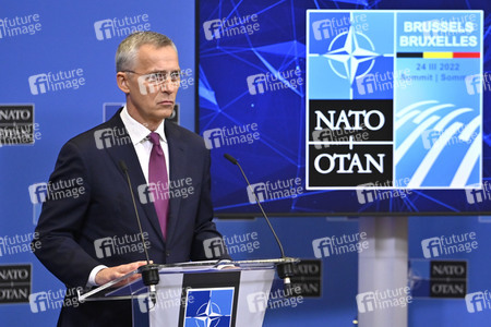 Pressekonferenz mit Jens Stoltenberg im NATO Hauptquartier in Brüssel