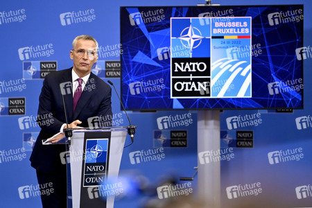Pressekonferenz mit Jens Stoltenberg im NATO Hauptquartier in Brüssel
